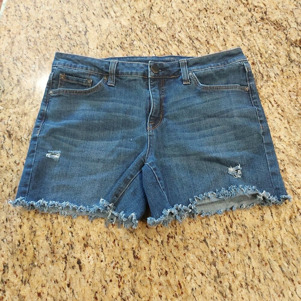 Seven7 Shorts Women's 8 Weekend Short Denim Fray Hem 5" Inseam Stretch Cutoff